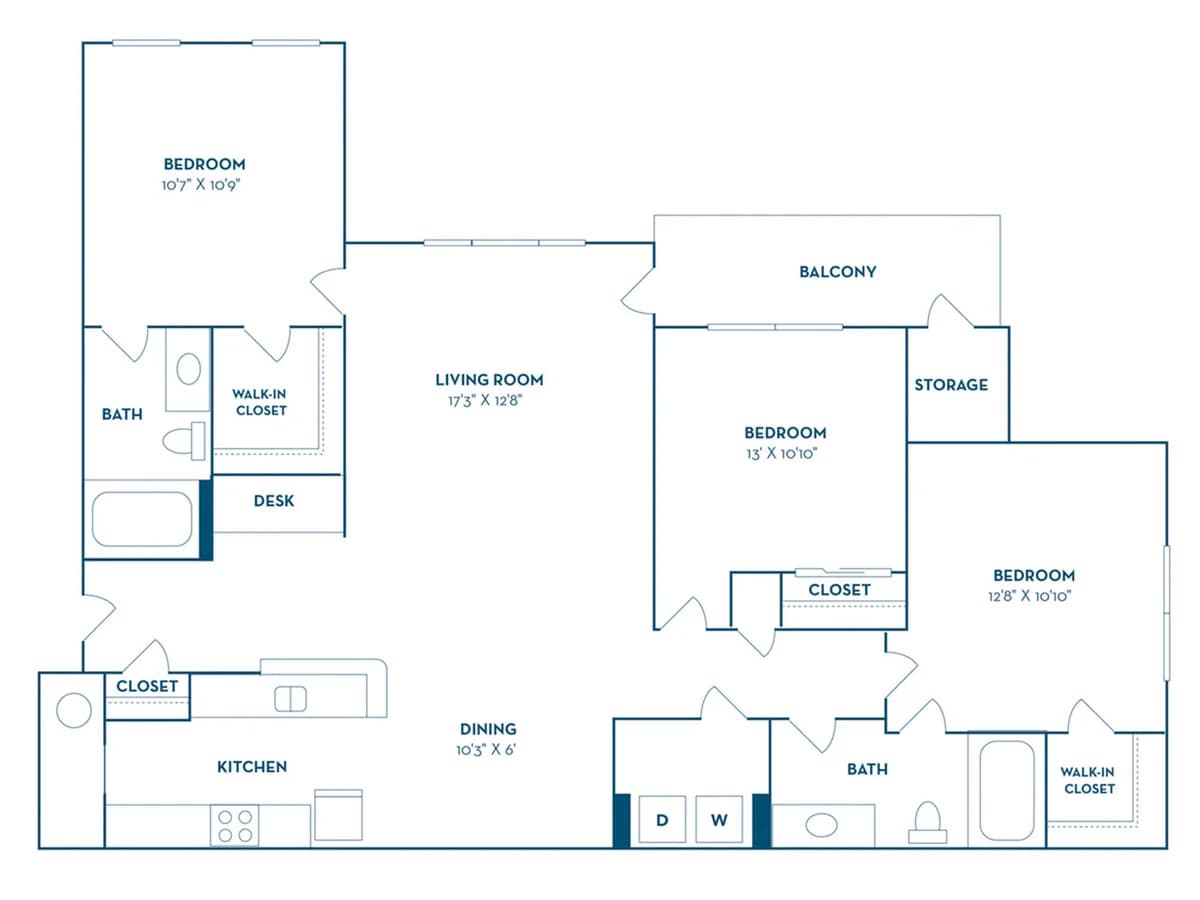 Lexington apartments for rent - image - 3 Bedroom | 2 Bath | 1309 SF | Renovated