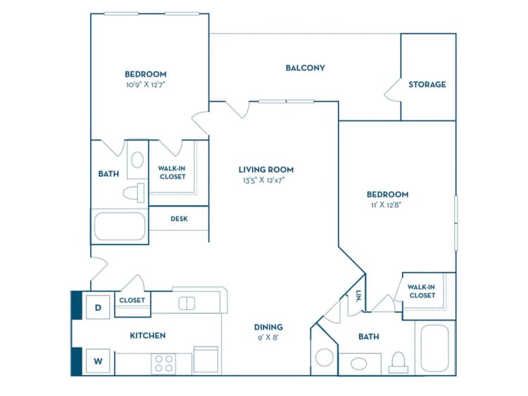 Lexington apartments for rent - image - 2 Bedroom | 2 Bath | 1097 SF | Renovated