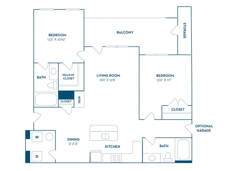 Lexington apartments for rent - image - 2 Bedroom | 2 Bath | 1152 SF | Renovated