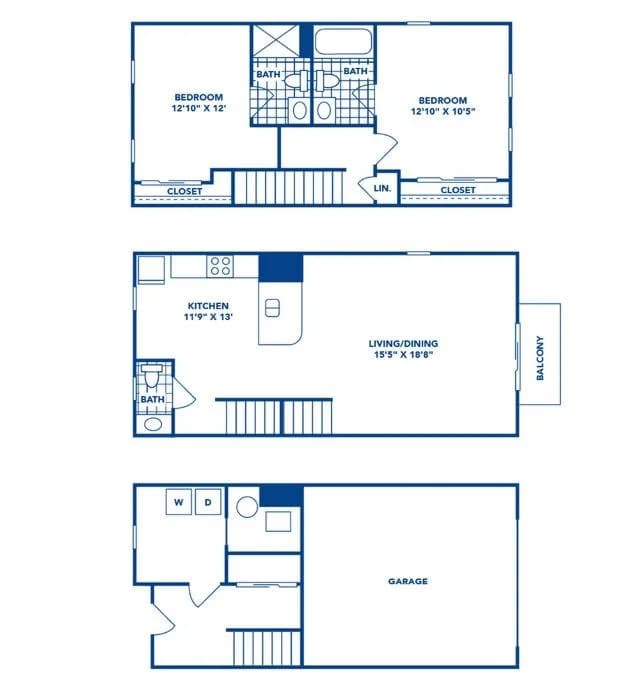 Lexington apartments for rent - image - 2 Bedroom | 2.5 Bath | 1179 SF